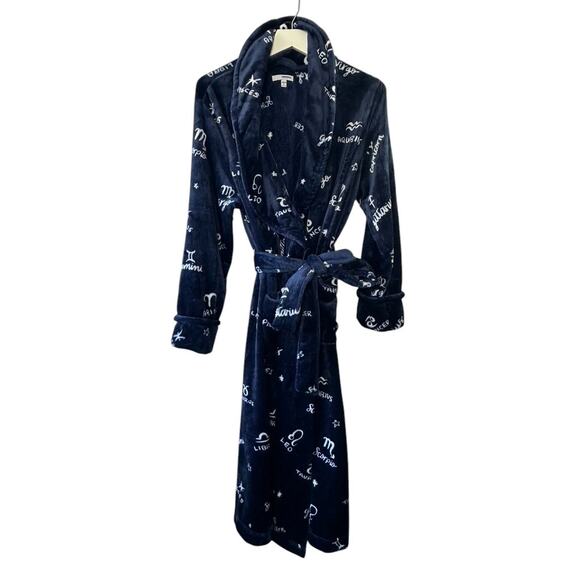 Sonoma Intimates Navy Blue Zodiac Super Soft Cozy Robe Women's Small New Gift - Picture 1 of 10